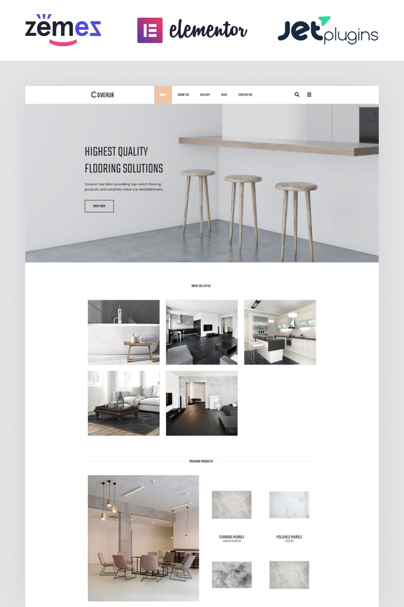 Tema De WordPress "Coverur - Flooring Company Multipurpose Minimal Elementor" #81169 - captura de pantalla