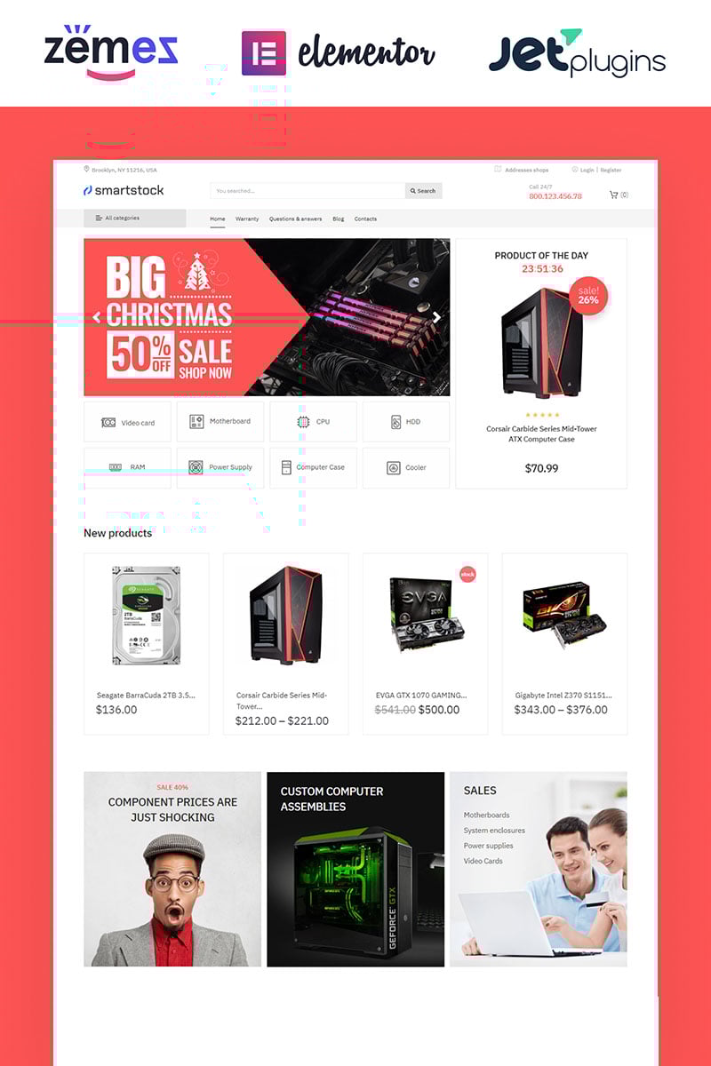 WooCommerce Theme namens "Smartstock - Electronics ECommerce Classic Elementor" #81127