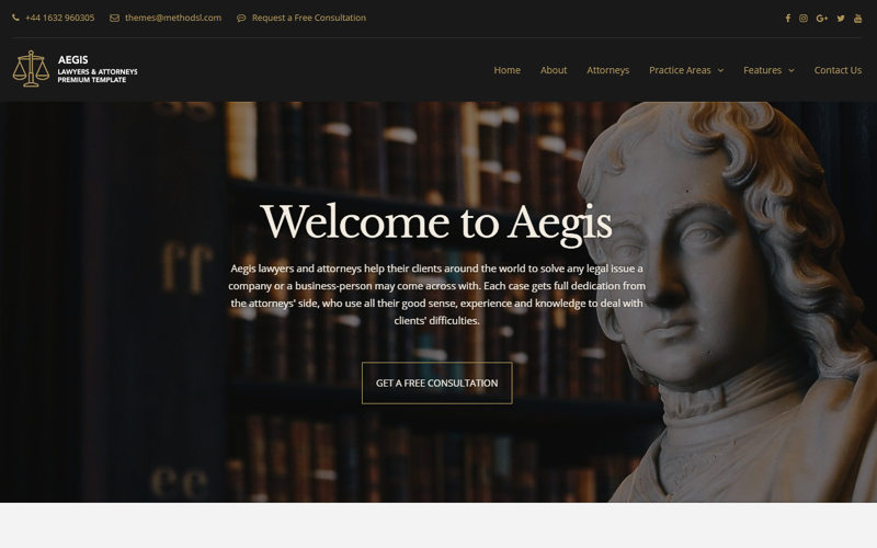 Aegis - Lawyers and Attorneys Bootstrap Template Website Template