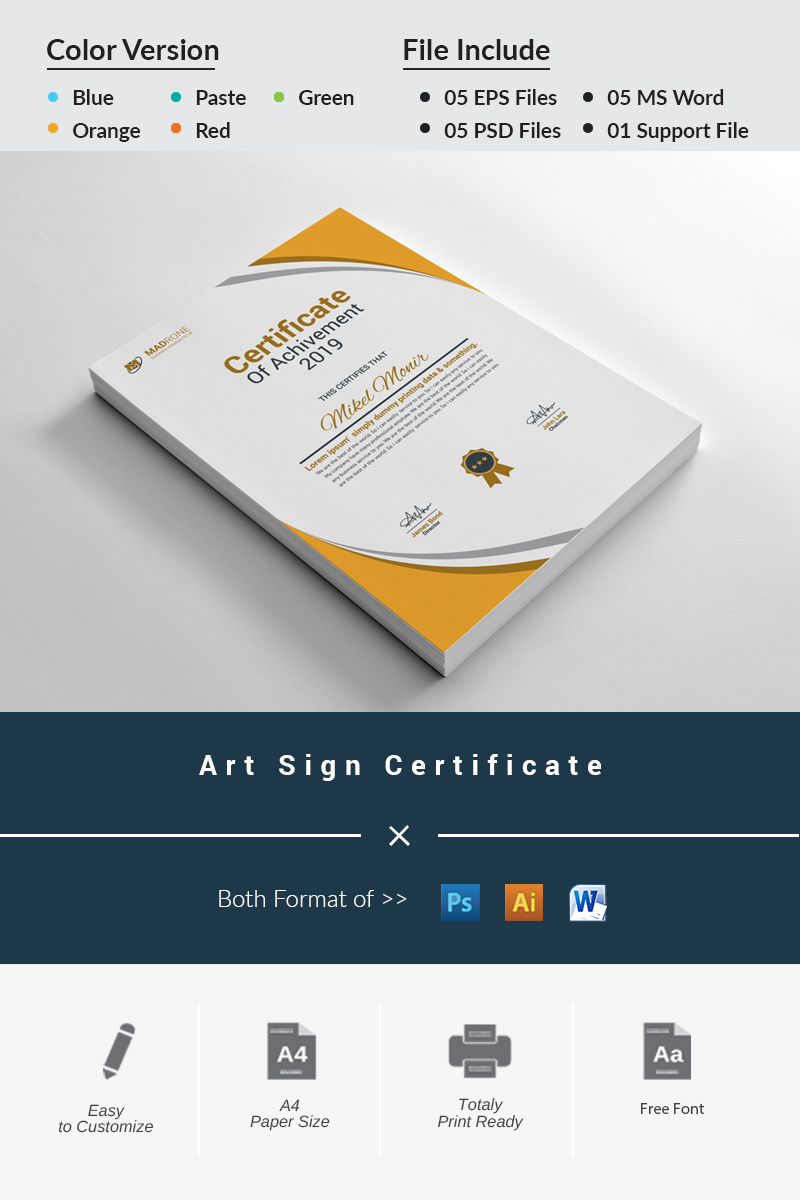 Art Sign Certificate Template 81289