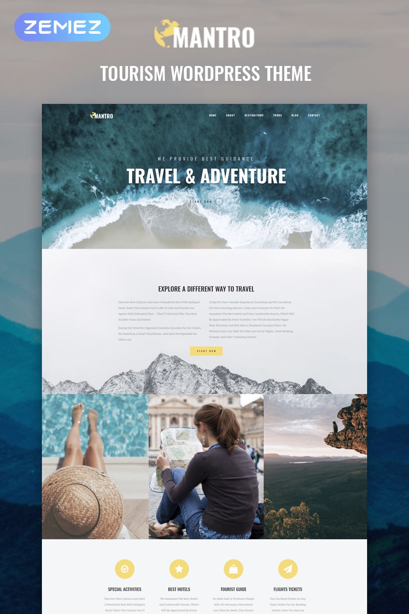 Mantro - Tourism One Page Modern Elementor №81210