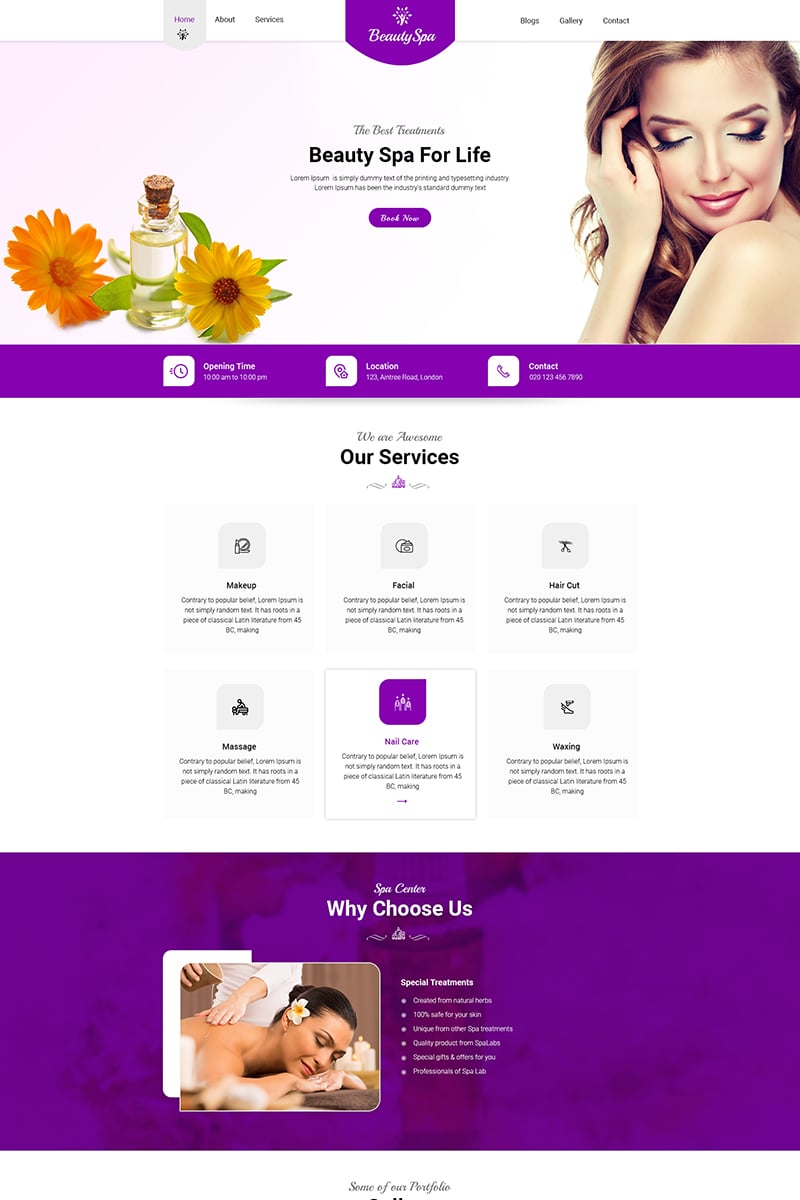 PSD Vorlage namens "Beauty Spa - Beauty Salon & Spa" #81225 - Screenshot