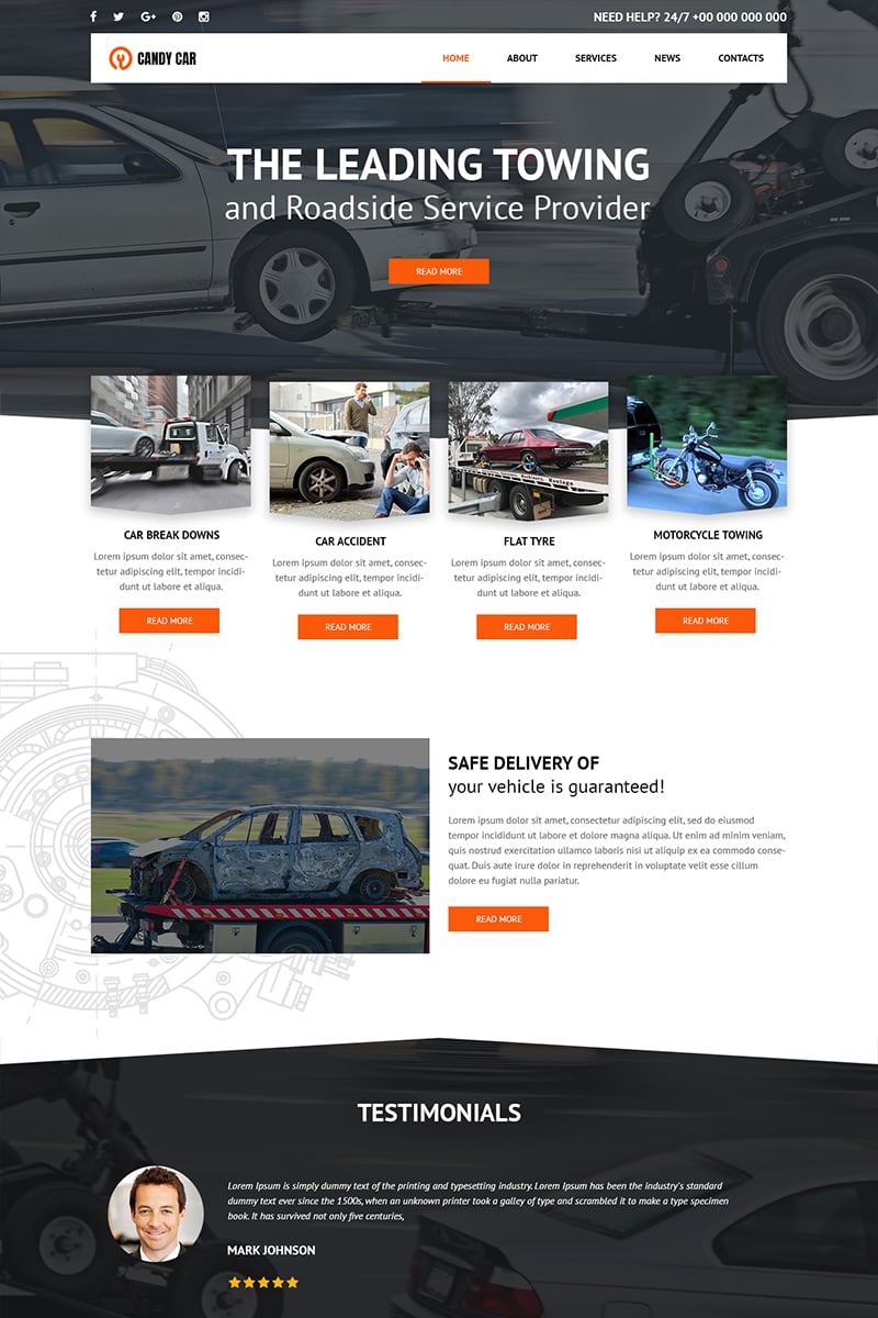 Candy Car - Towing Services PSD Template