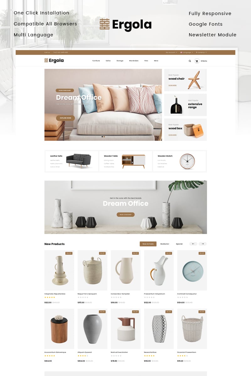 Ergola - Furniture Store OpenCart Template