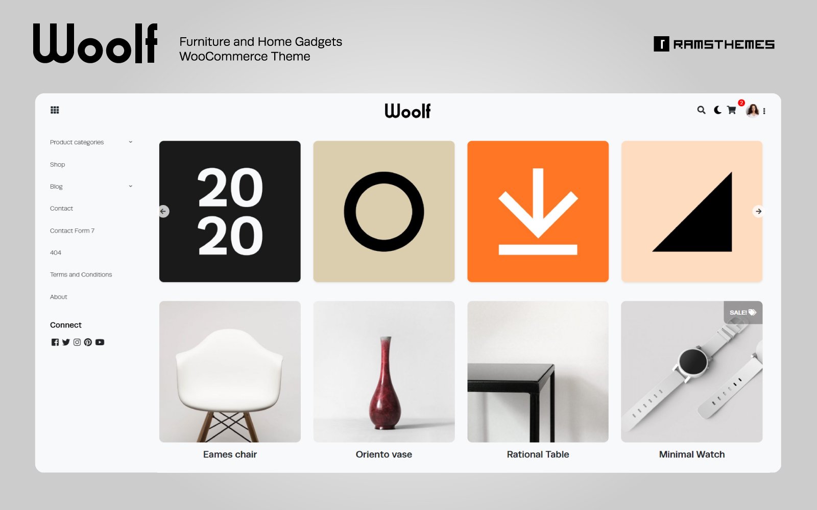 Modello WooCommerce Responsive #81335 "WOOLF - Furniture and Home Gadgets"