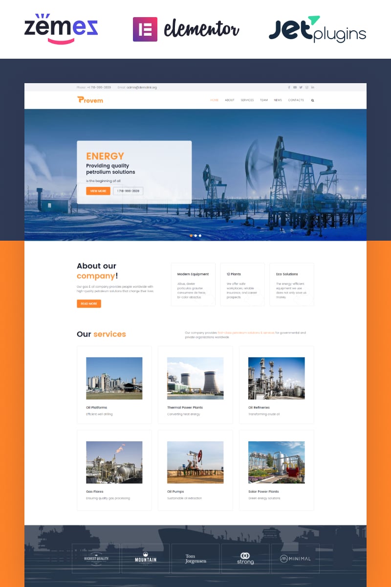 "Provem - Reliable And Solid Energy" thème WordPress adaptatif #81339 - screenshot