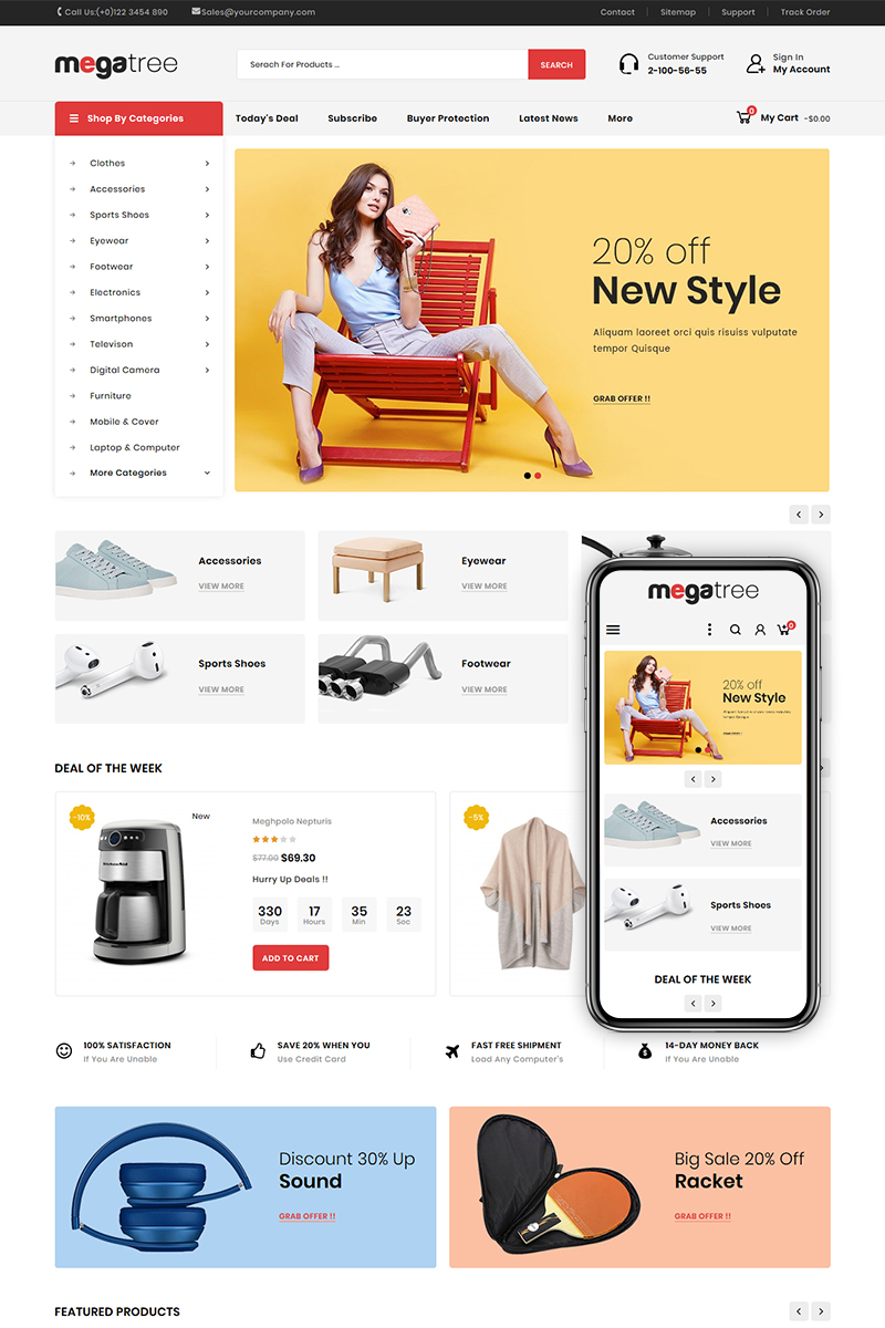 Responzivní PrestaShop motiv "Megatree - Multi Purpose Store" #81363