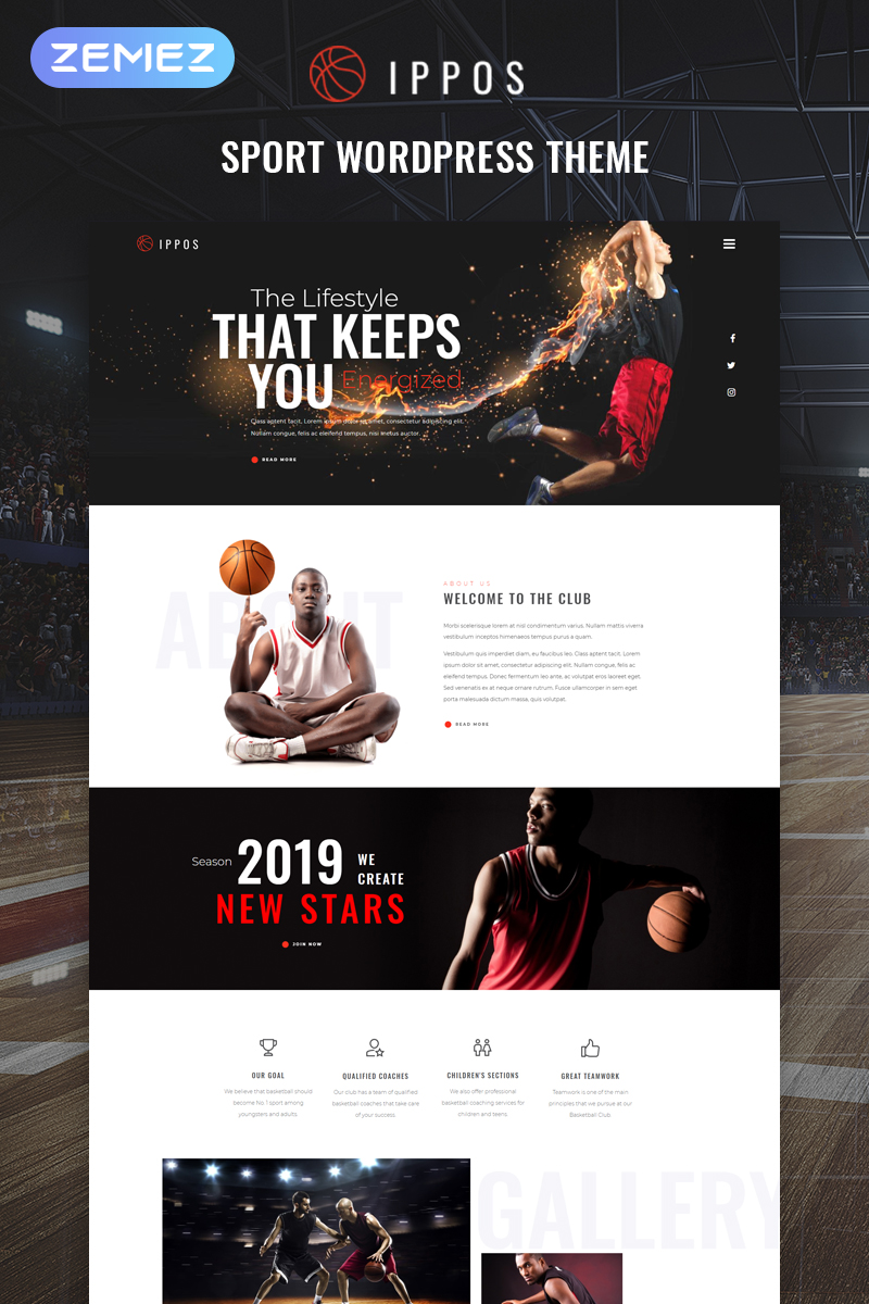 "Ippos - Sport Multipurpose Modern Elementor" thème WordPress adaptatif #81470