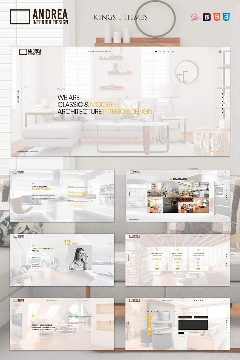 Andrea - Architecture and Interior Design Landing Page Template - screenshot