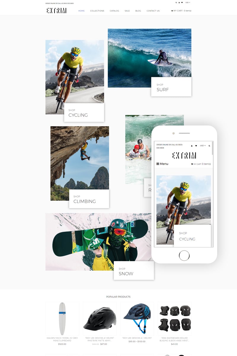 Responsive Extrim - Extreme Sports Multipage Modern Shopify #81563 - Ekran resmi
