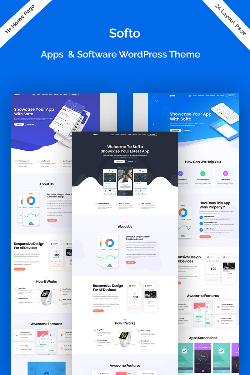 Tema De WordPress "Softo - Software Sass & App Landing" #81510
