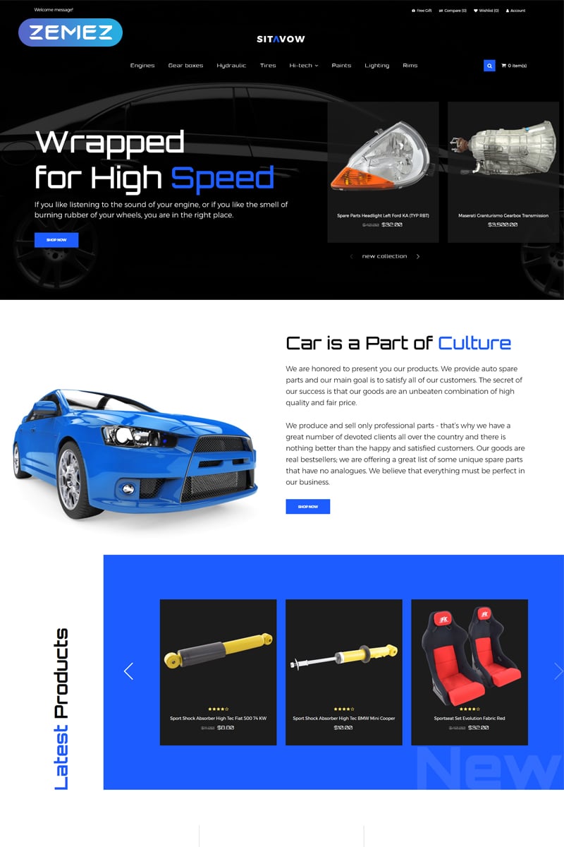 Tema OpenCart Responsive #81519 "Sitavow - Auto Parts Clean" - screenshot