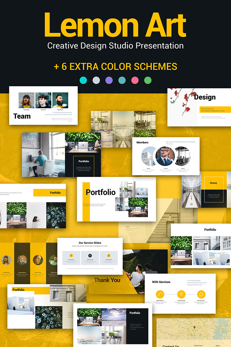Szablon PowerPoint Lemon Art 7-in-1 PPT Design #81674 - zrzut ekranu