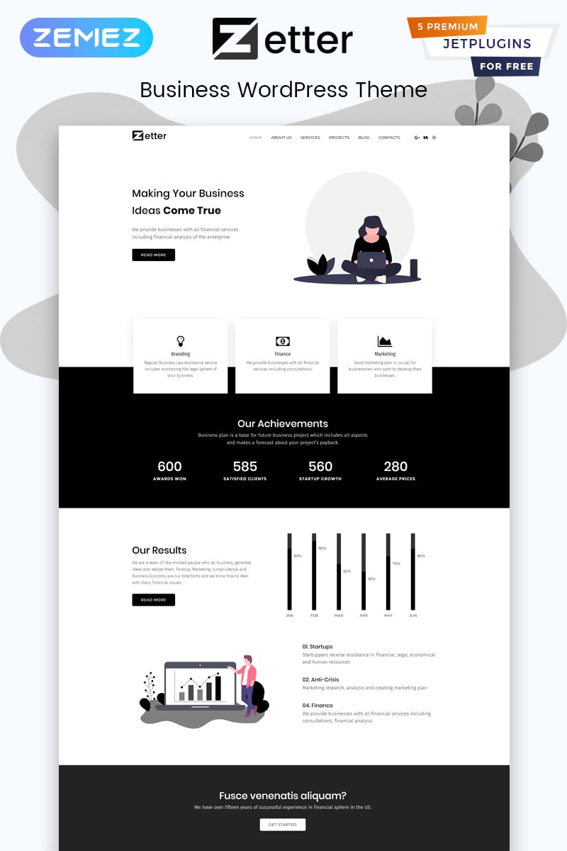 Zetter - Business Multipurpose Black&White Elementor WordPress Theme