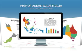 Asean & Australia Maps For PowerPoint template