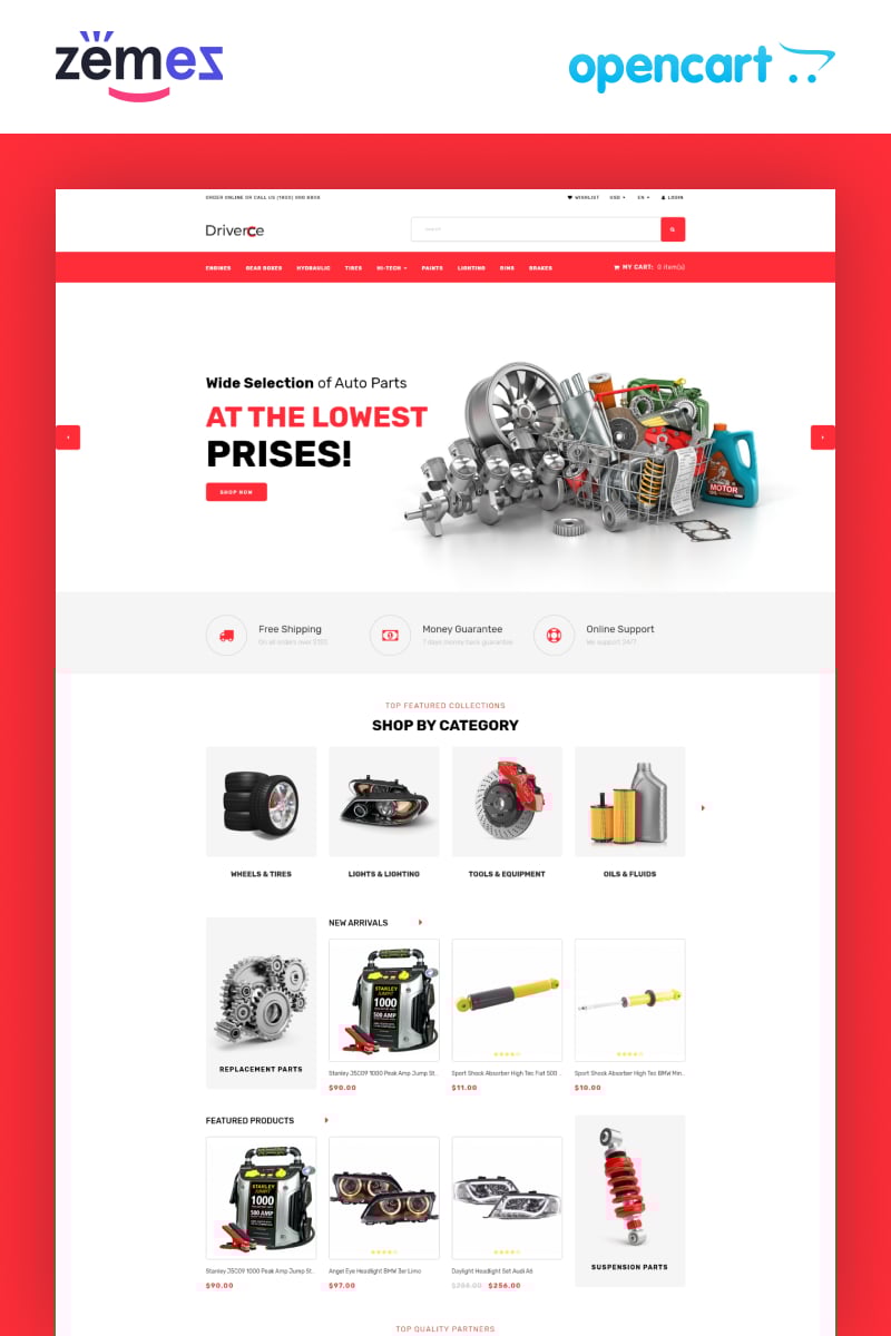Driverce - Auto Parts Multipage Clean OpenCart Template