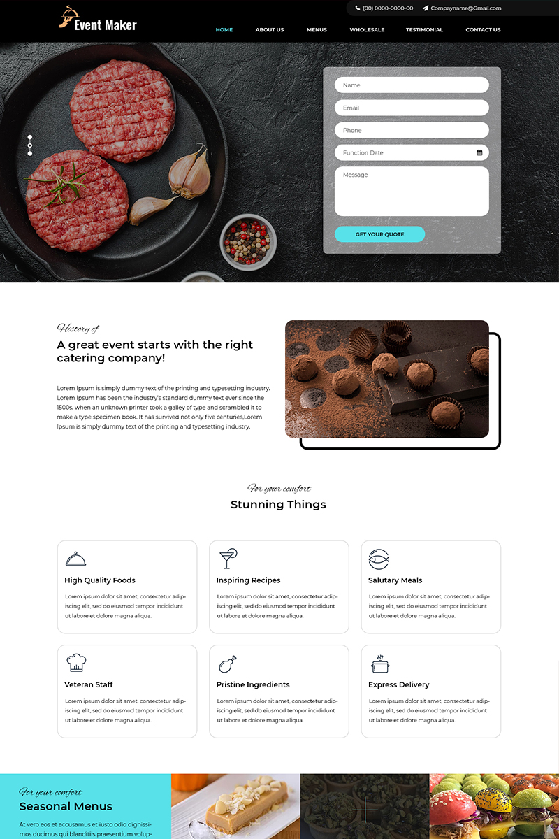 "Event Maker - Catering Services" - PSD шаблон №81871