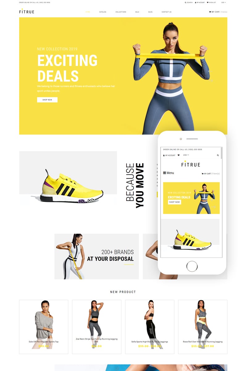"Fitrue - Sports Store Multipage Clean" Responsive Shopify Thema №81890