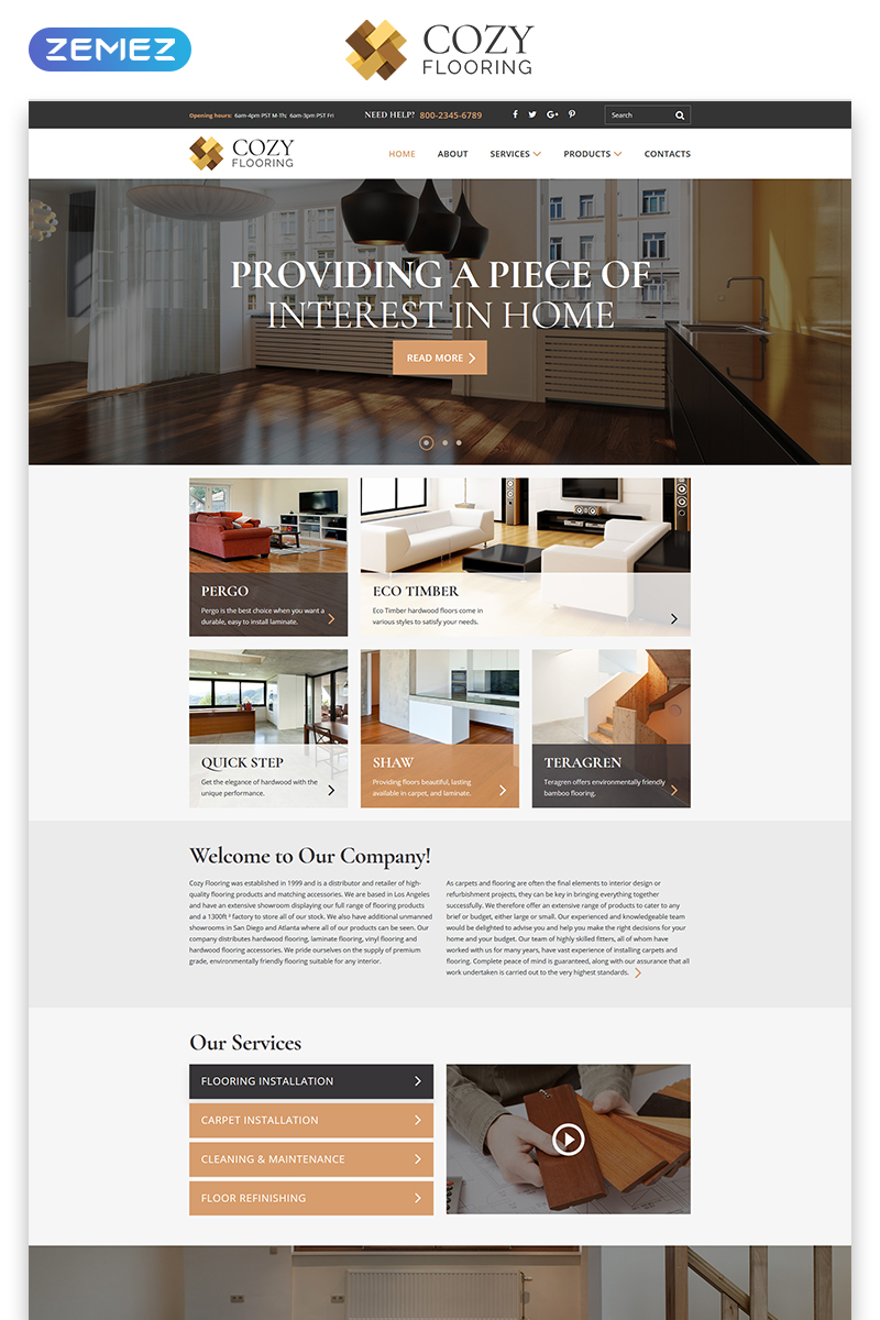Responsywny szablon strony www COZY - Flooring Materials Responsive Modern HTML #81815 - zrzut ekranu