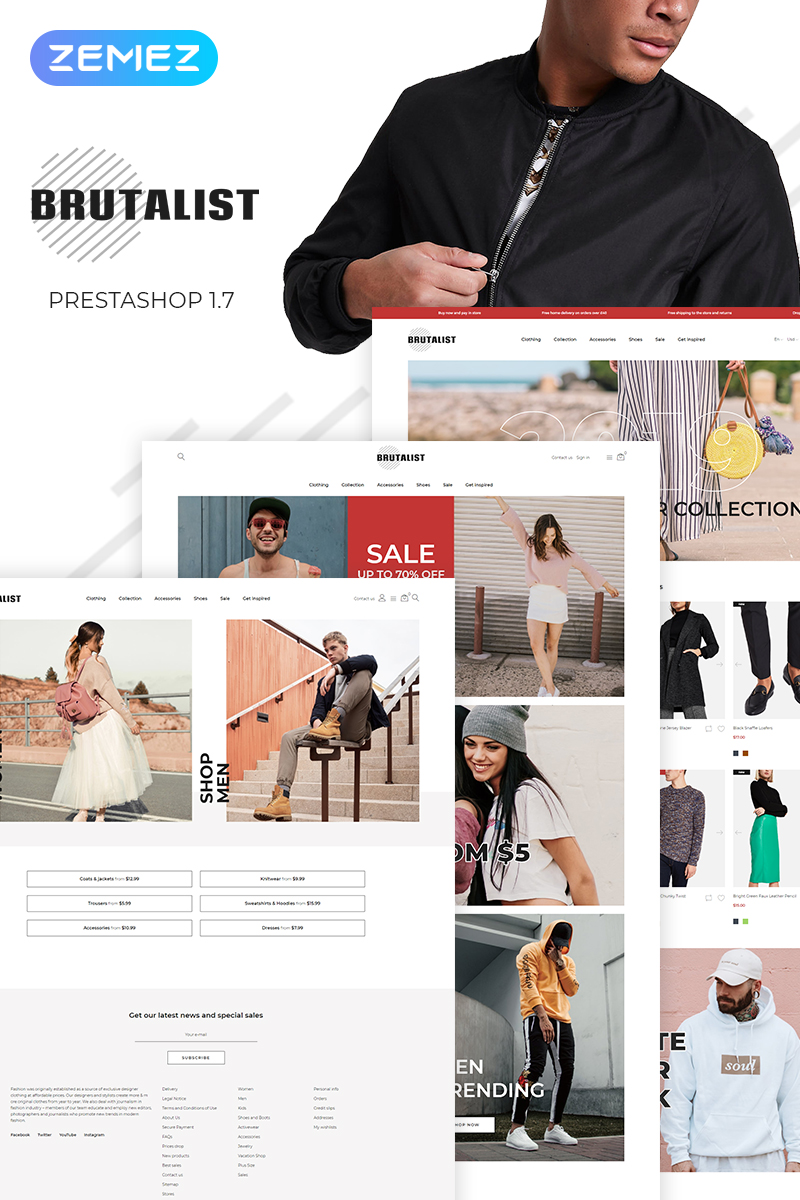 Tema De PrestaShop "Brutalist - Fashion Store Bootstrap Ecommerce Modern" #81855 - captura de pantalla