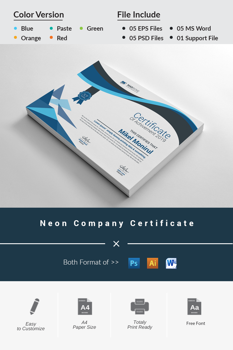 Neon Company Certificate Template