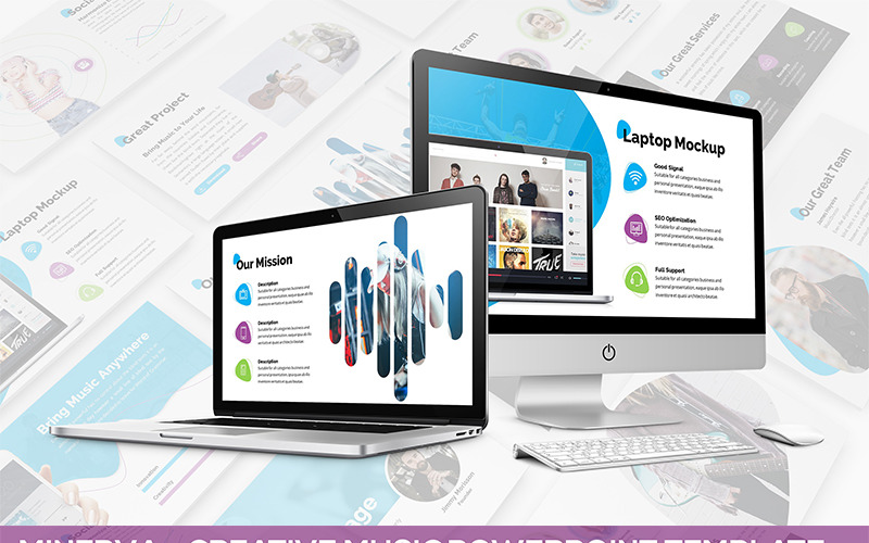 Minerva - Creative Music Presentation PowerPoint template PowerPoint Template