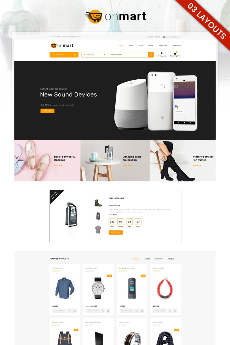 Responsive OnMart - Multipurpose Store Woocommerce #81935