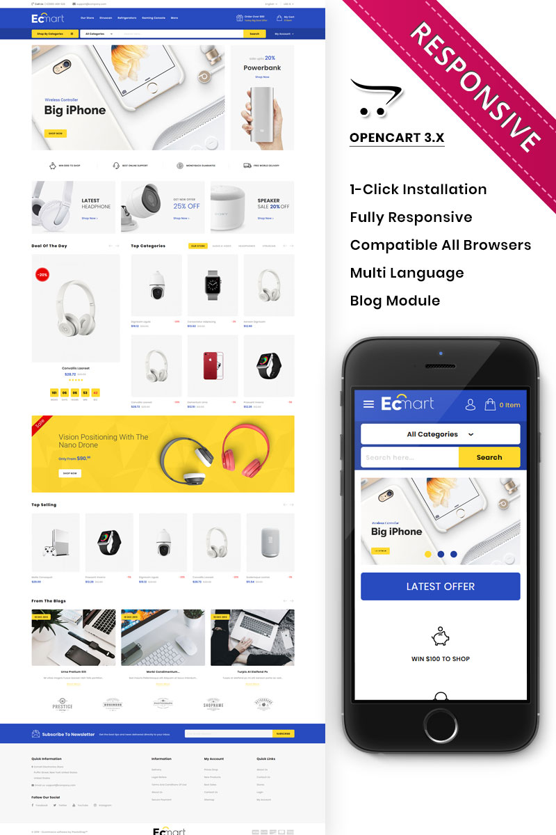 Responsywny szablon PrestaShop Ecmart - The Mega Electronic Store Responsive #81992