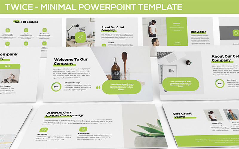 Twice - Minimal & Simple PowerPoint template PowerPoint Template