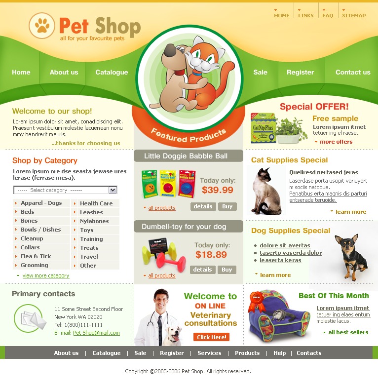 Pet Shop Website Template 8231