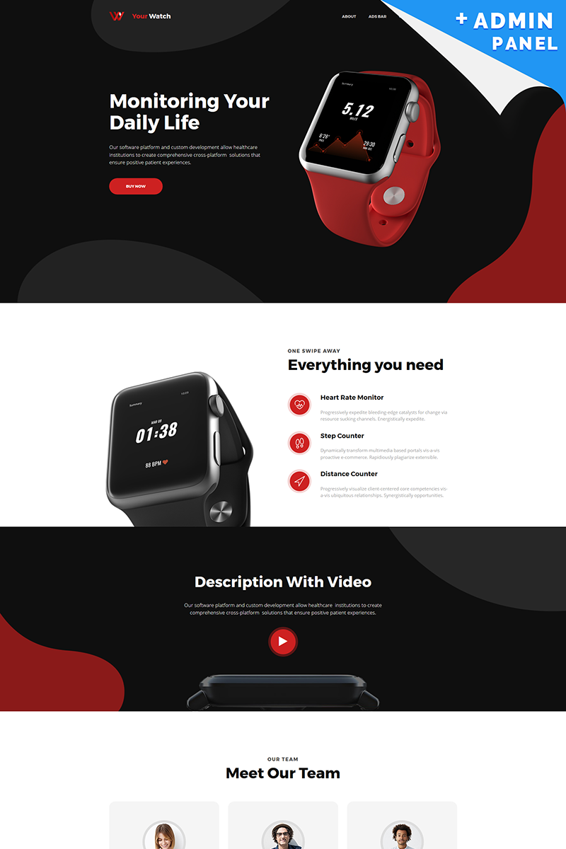 Your Watch - Product Launch Landing Page Template | Outstanding Black and White Website Designs