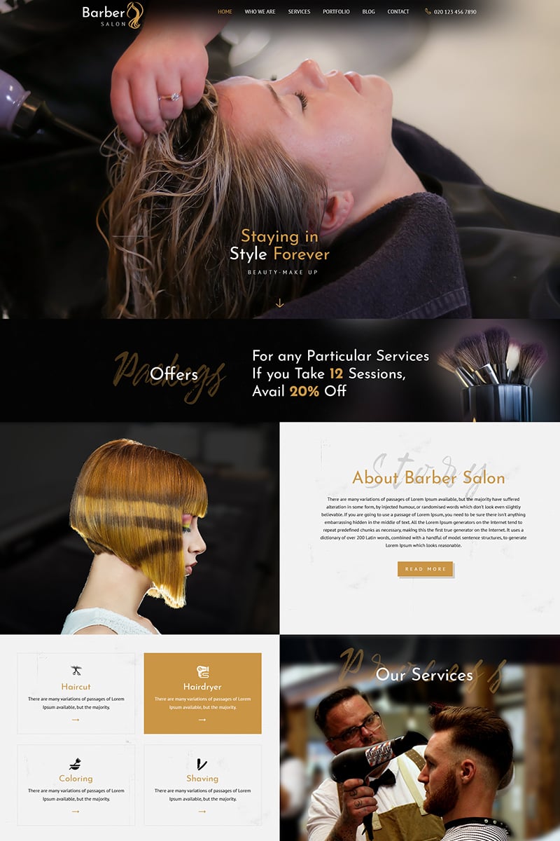 PSD Vorlage namens "Barber Salon - Barbers & Hair Salons" #82013 - Screenshot