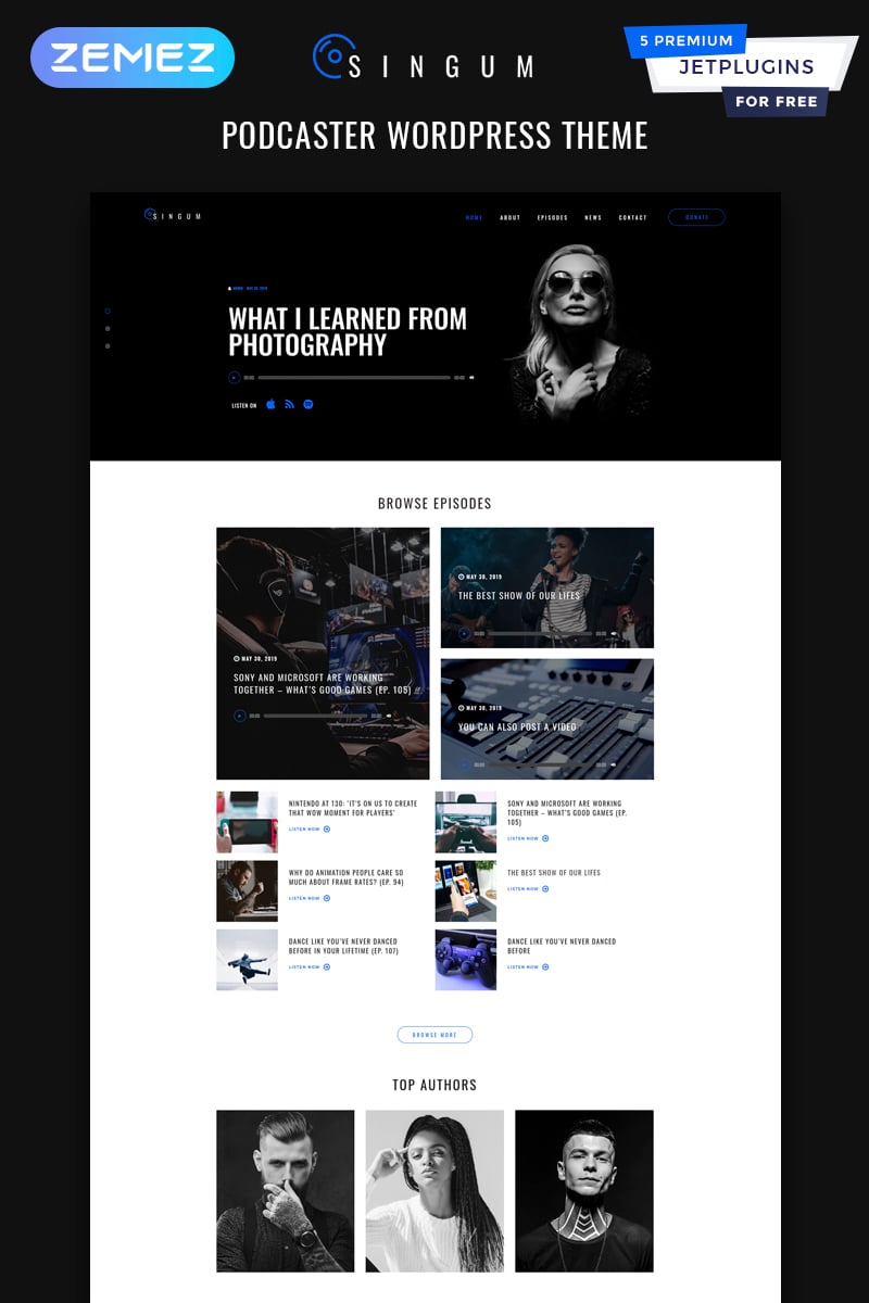 Singum - Podcaster Multipurpose Classic Elementor WordPress Theme