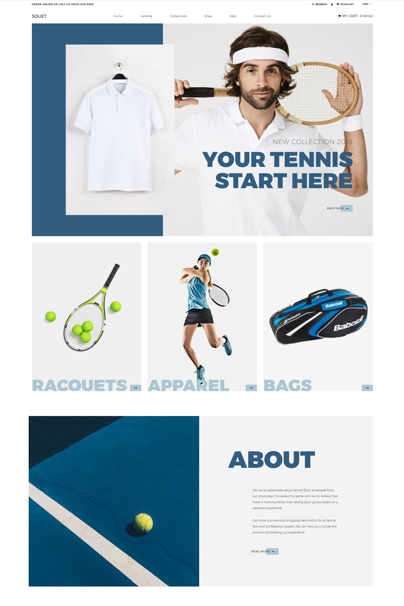 Tema Shopify "Squet - Tennis Multipage Clean" #82000 - captura de pantalla