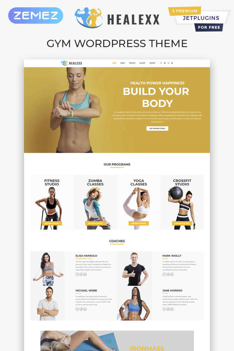 "Healexx - Gym Multipurpose Modern Elementor" thème WordPress adaptatif #82167