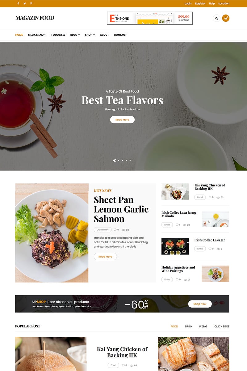 Tema WordPress #82110 "Magazine - Food Blog" - screenshot