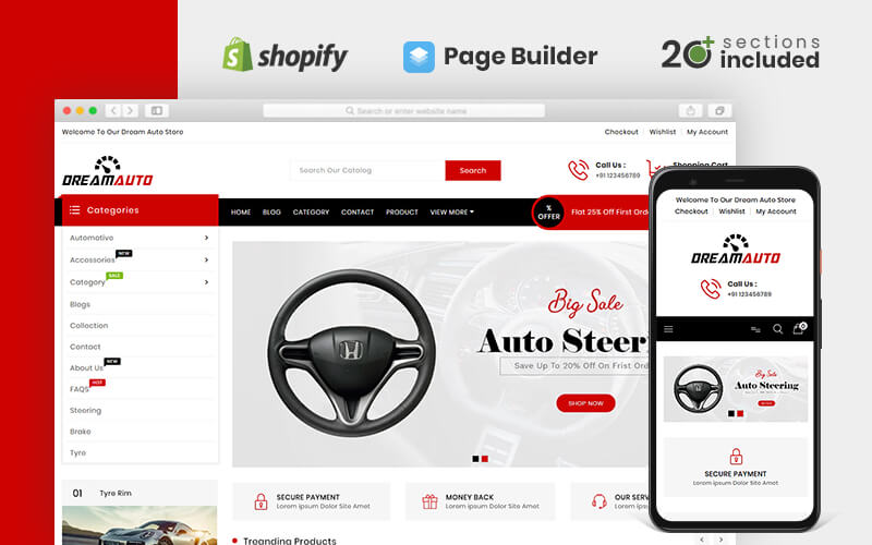 "Dream Auto Parts" 响应式Shopify模板 #82235