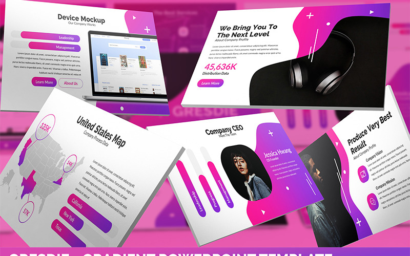 Gresdie - Gradient Abstract PowerPoint template PowerPoint Template