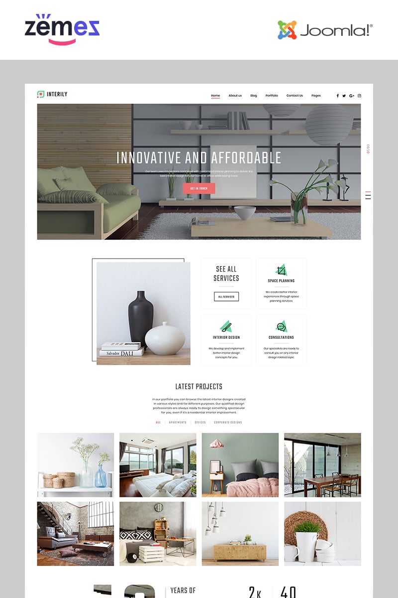 "Interily - Interior Design E-Commerce Modern" Responsive Joomla Template №82202