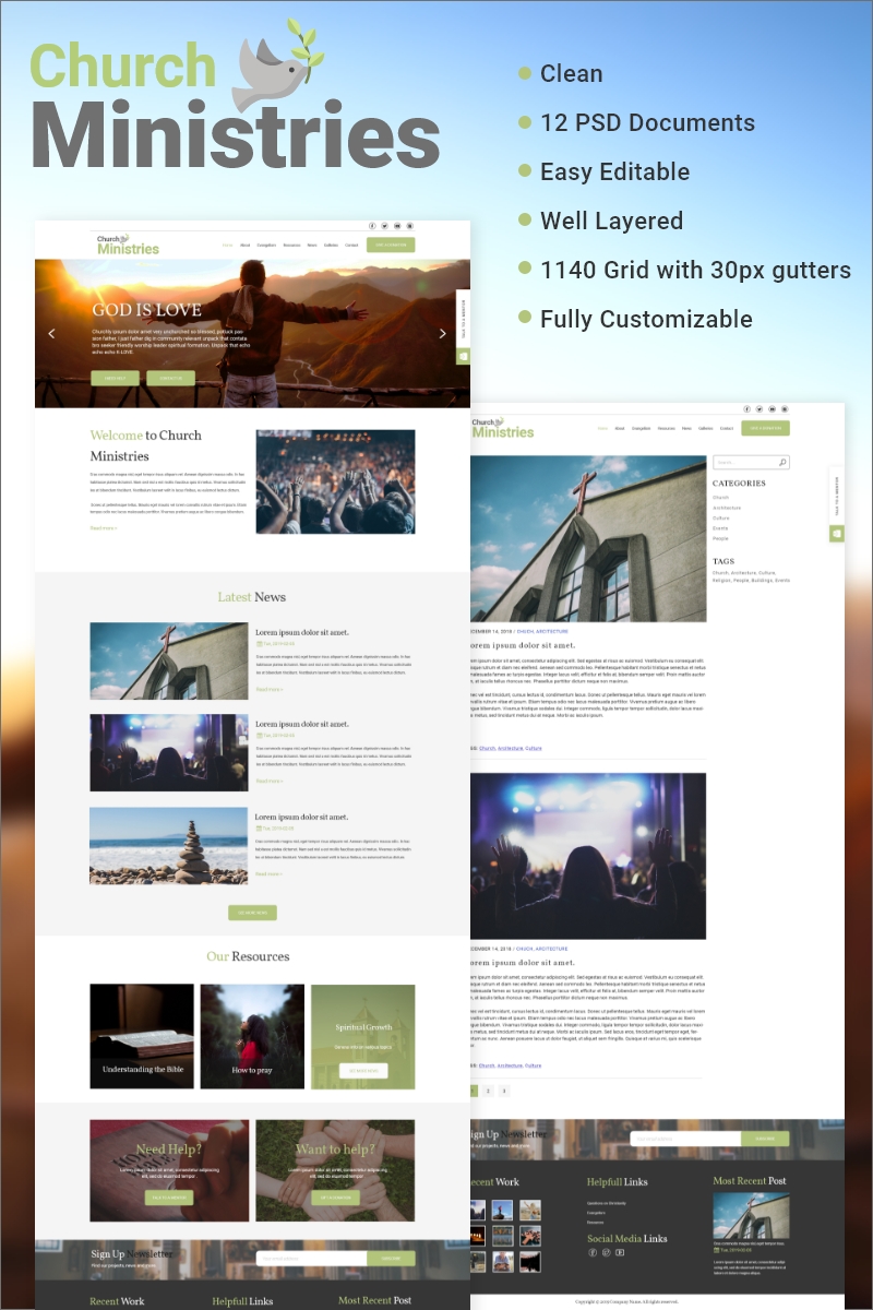 PSD šablona "Church Ministries" #82204 - screenshot