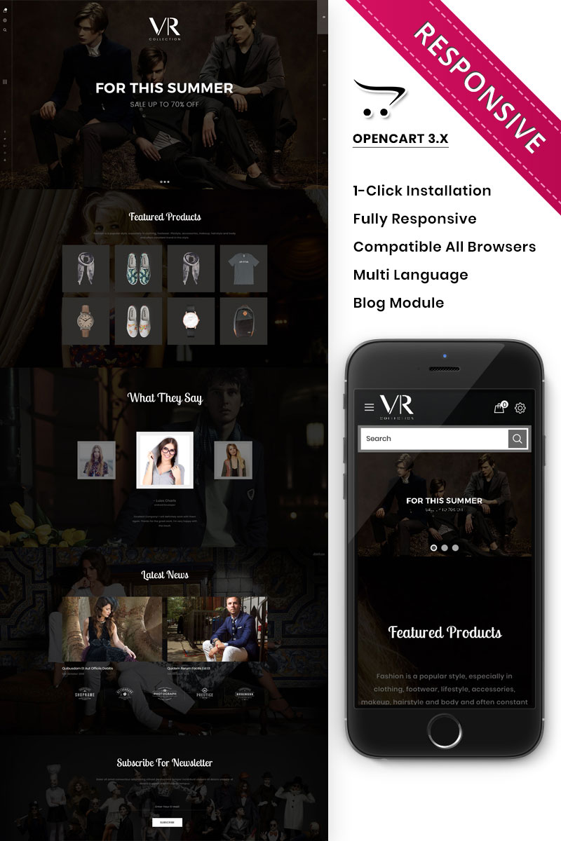 Reszponzív VR Collection Fashion Store Responsive OpenCart sablon 82205