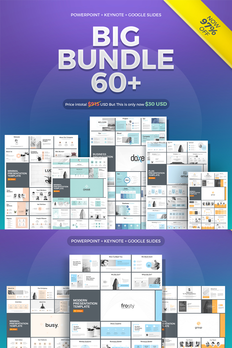 Tema Bundle #82239 "60+ Presentation , Powerpoint , Keynote, Google Slides" - screenshot