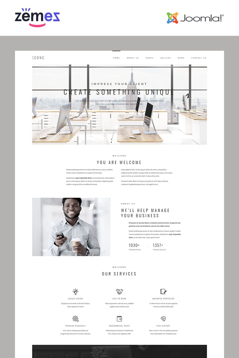 Template Joomla Responsive #82201 "CONC - Management Company Responsive Modern"
