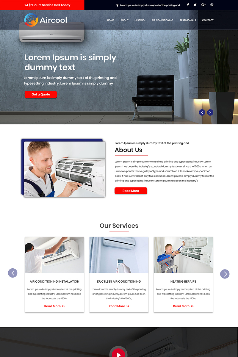 "Aircool - AC Repair Service" PSD Template №82378