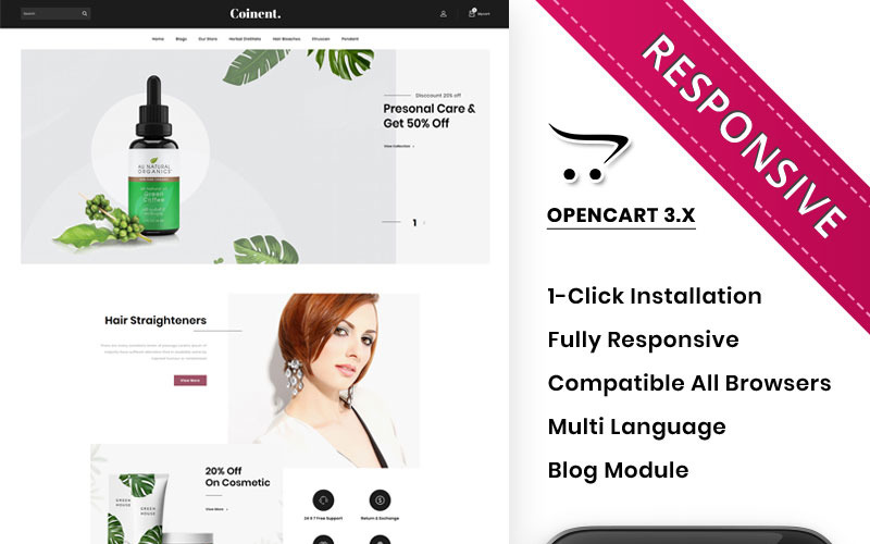 Coinent Cosmetics Store - Opencart Theme for Beauty and Cosmetics OpenCart Template