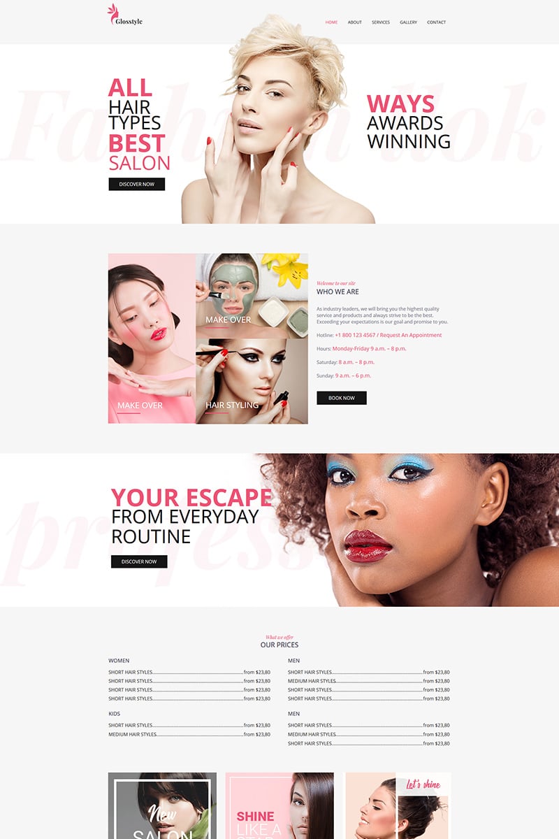 Moto CMS HTML šablona "Glosstyle - Beauty Salon" #82314 - screenshot