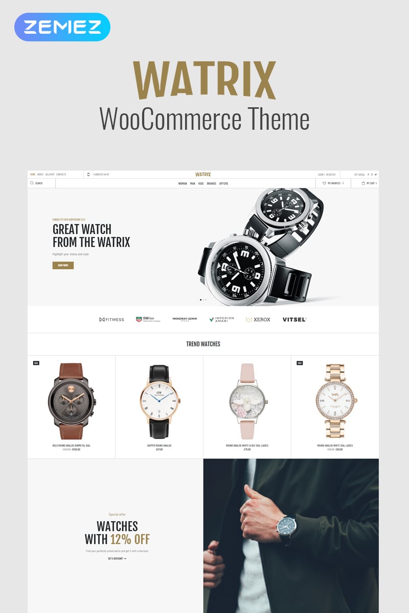 Watrix - Watch Shop ECommerce Classic Elementor WooCommerce Theme