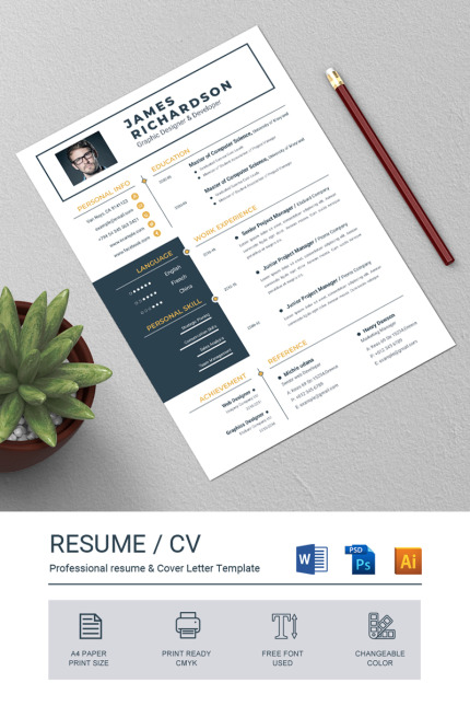 Template #82456 Clean Resume Webdesign Template - Logo template Preview