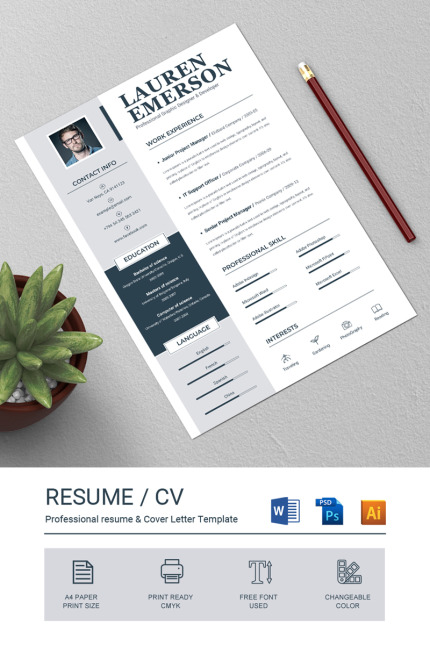 Template #82457 Clean Resume Webdesign Template - Logo template Preview