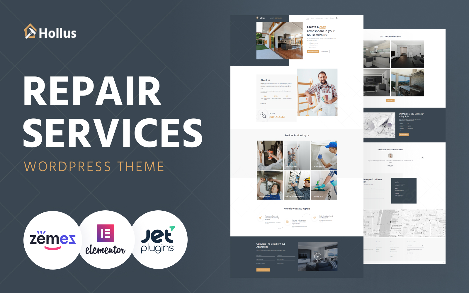 Responsivt Hollus - Repair Services Multipurpose Modern Elementor WordPress-tema #82484